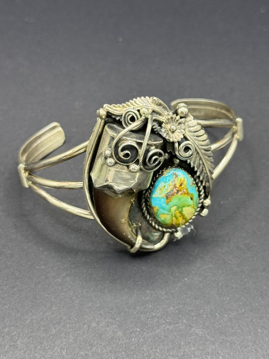 Vintage Bear Claw Cuff w/Turquoise