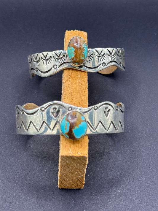VR Turquoise and Silver 2 Piece Stacker Cuff
