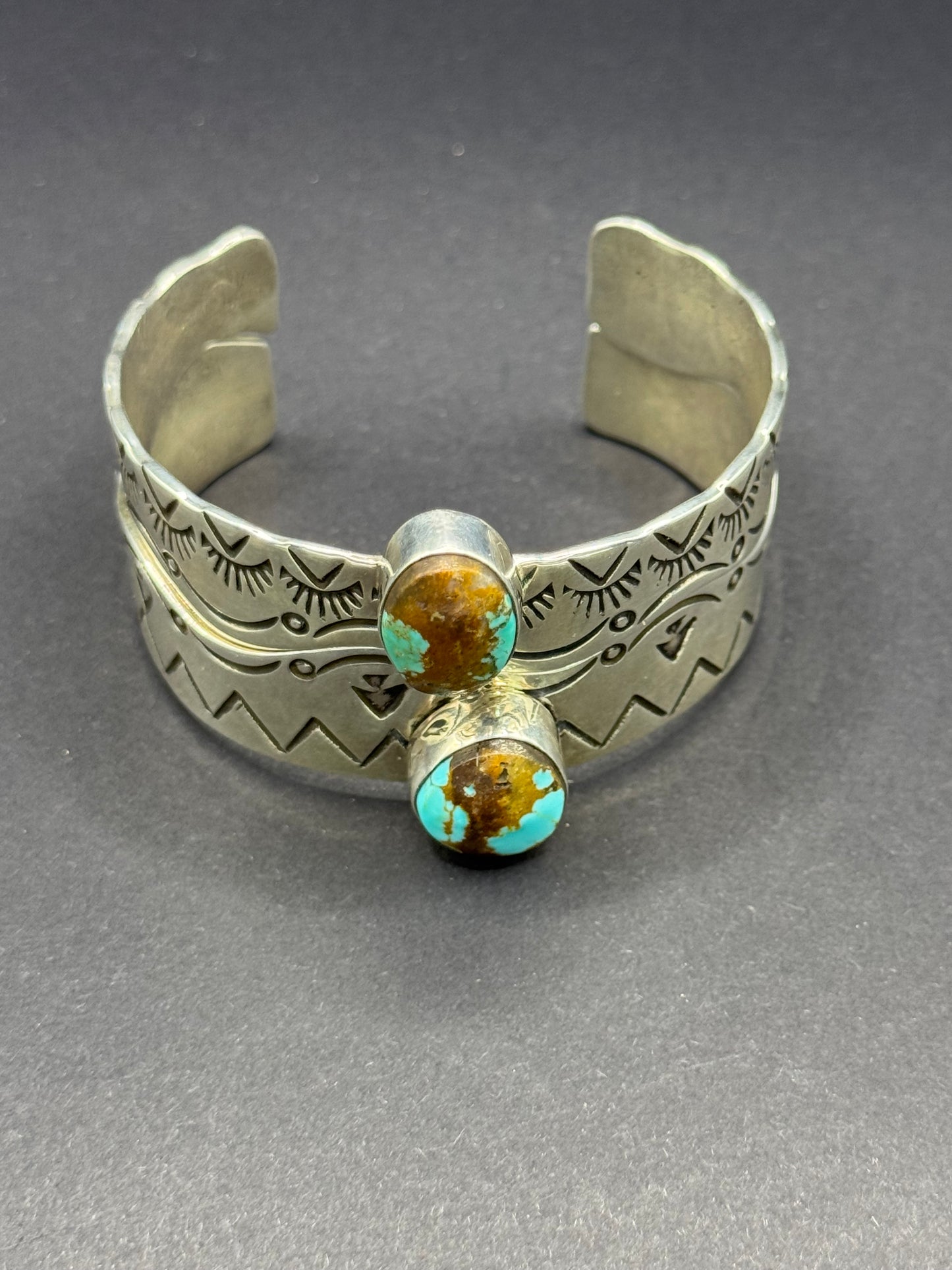 VR Turquoise and Silver 2 Piece Stacker Cuff