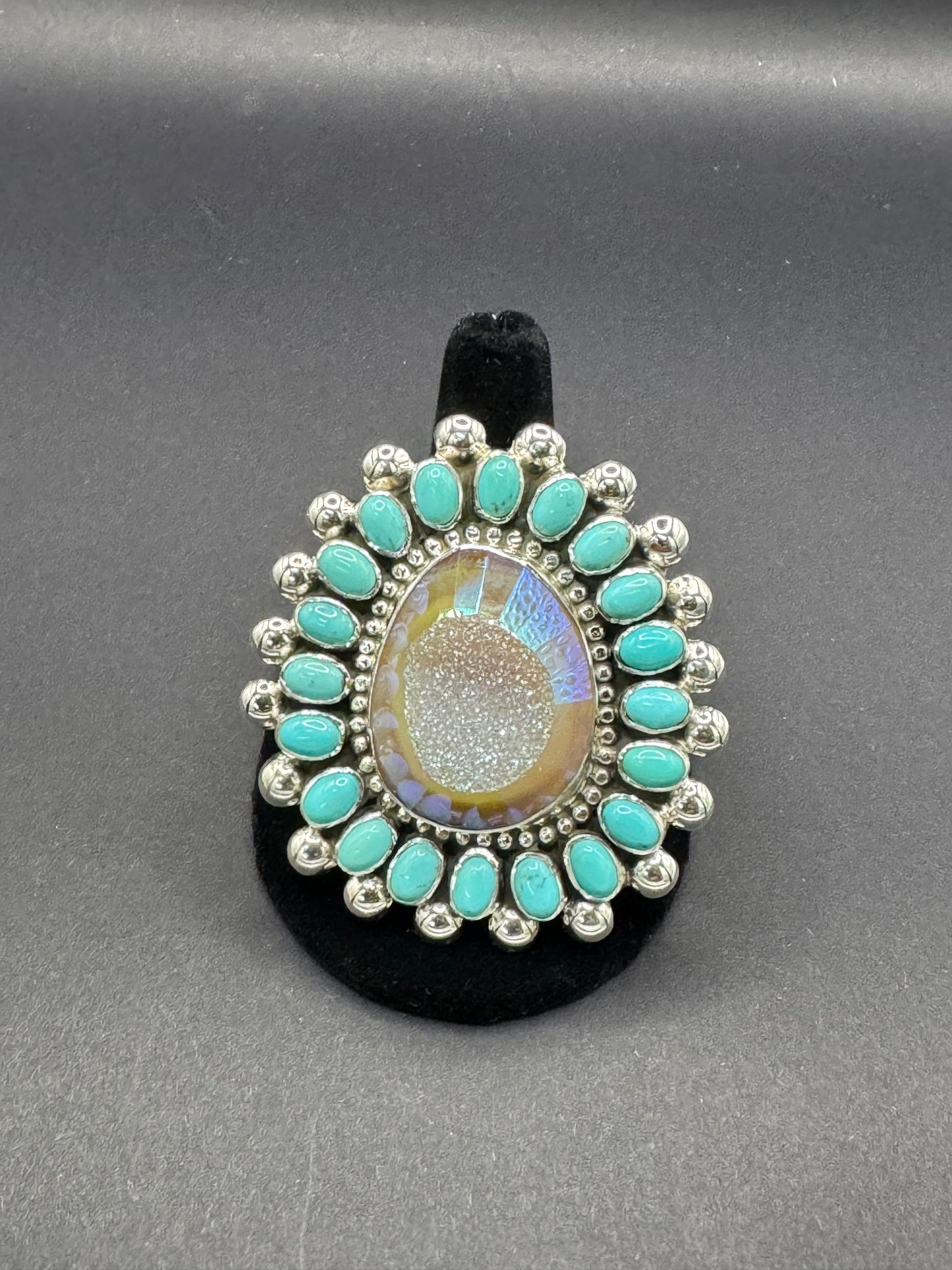 TJR Turquoise Druzy Ring