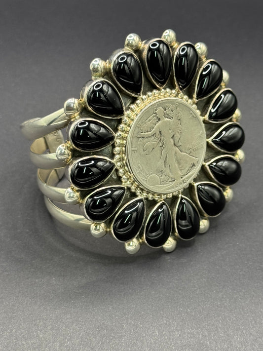 TJR Black Onyx, Sterling Silver Statement Cuff