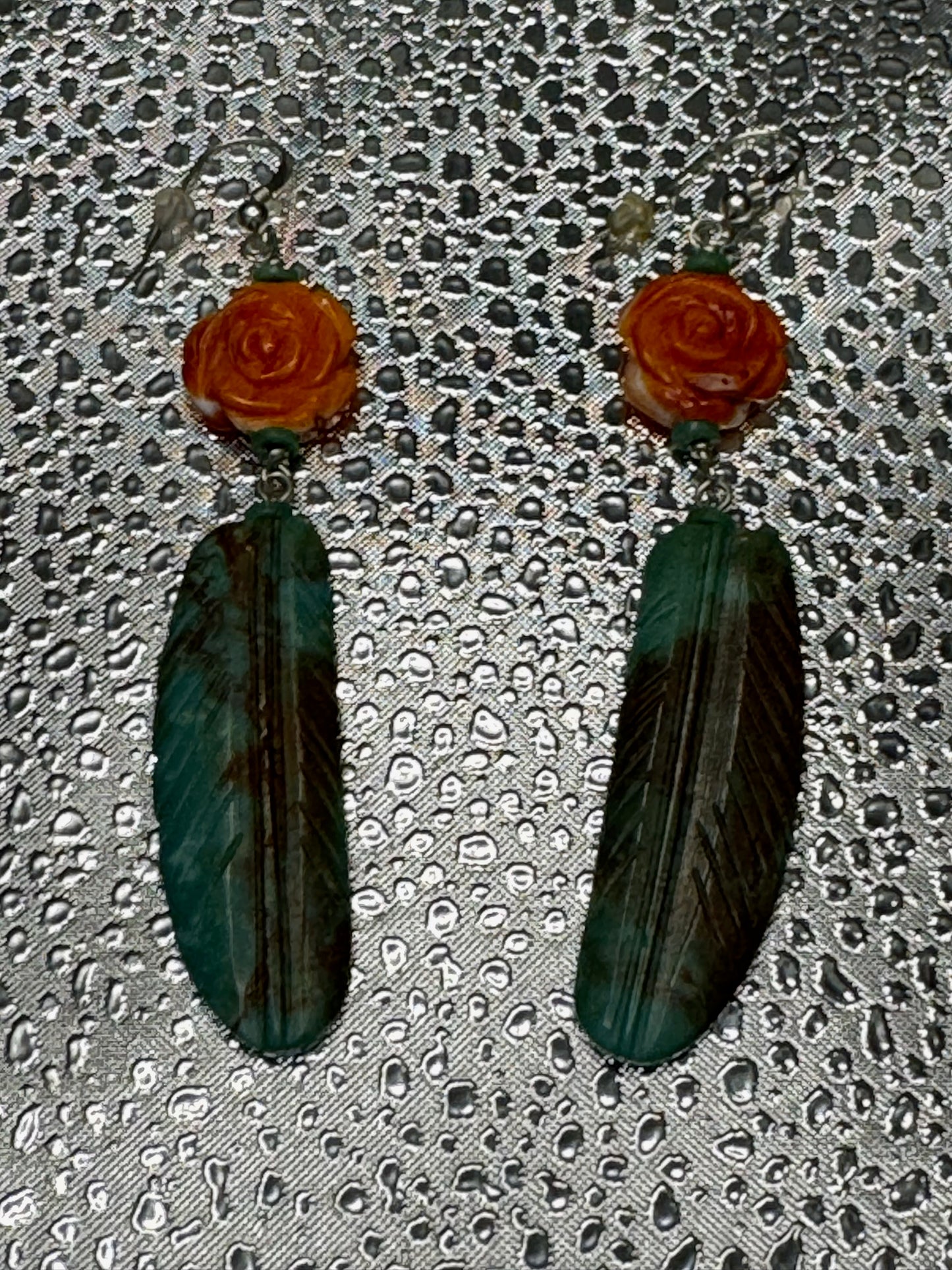 Orange Spiny Oyster and Turquoise Earrings