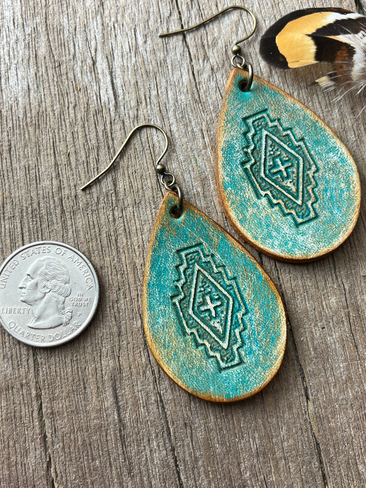 Tooled Leather Western Earrings Southwest Style
