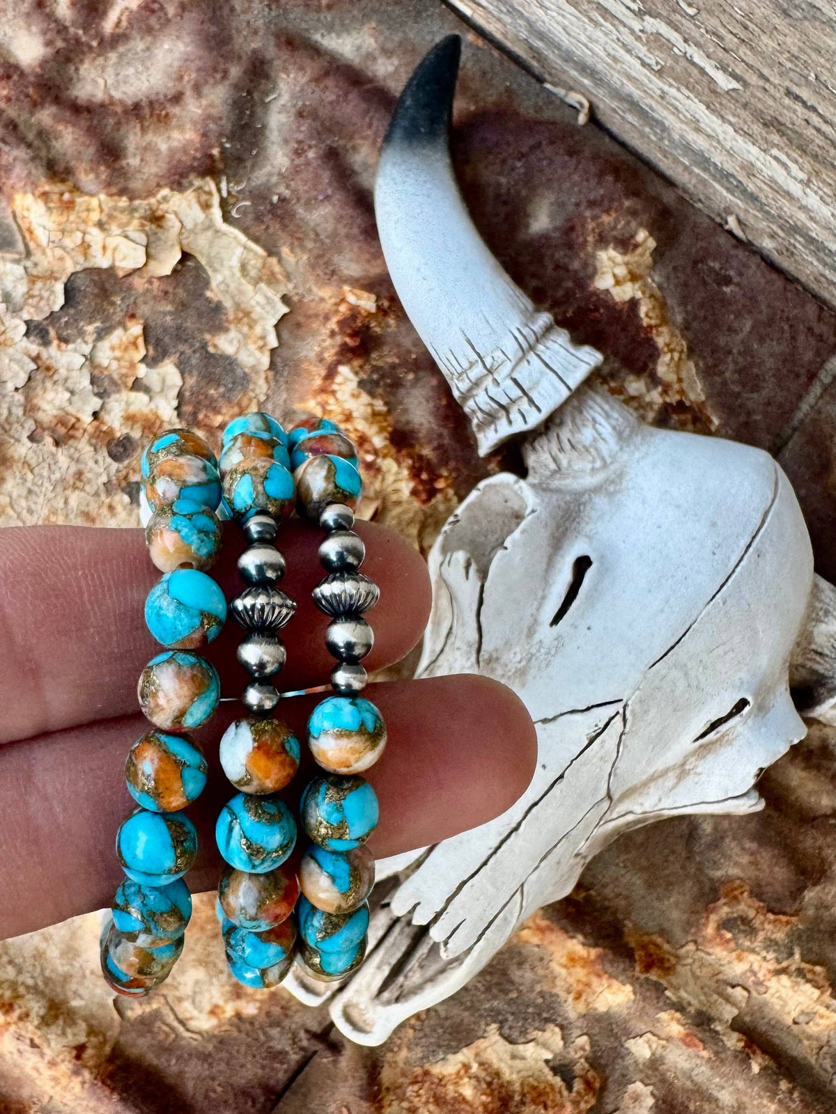 Genuine Turquoise Bracelet/Spiny Oyster Bracelet/Western