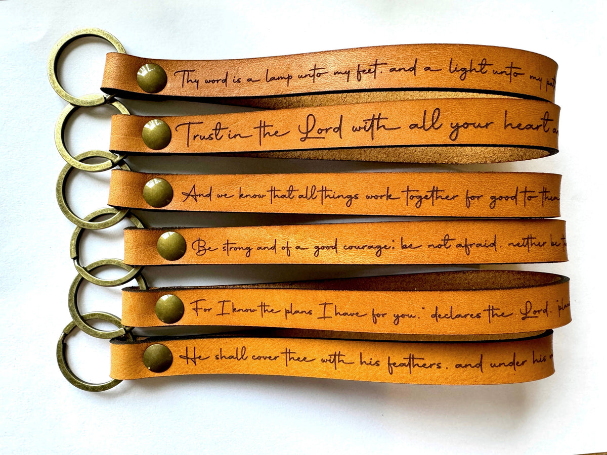 Scripture Wristlet Keychain Full Grain Leather
