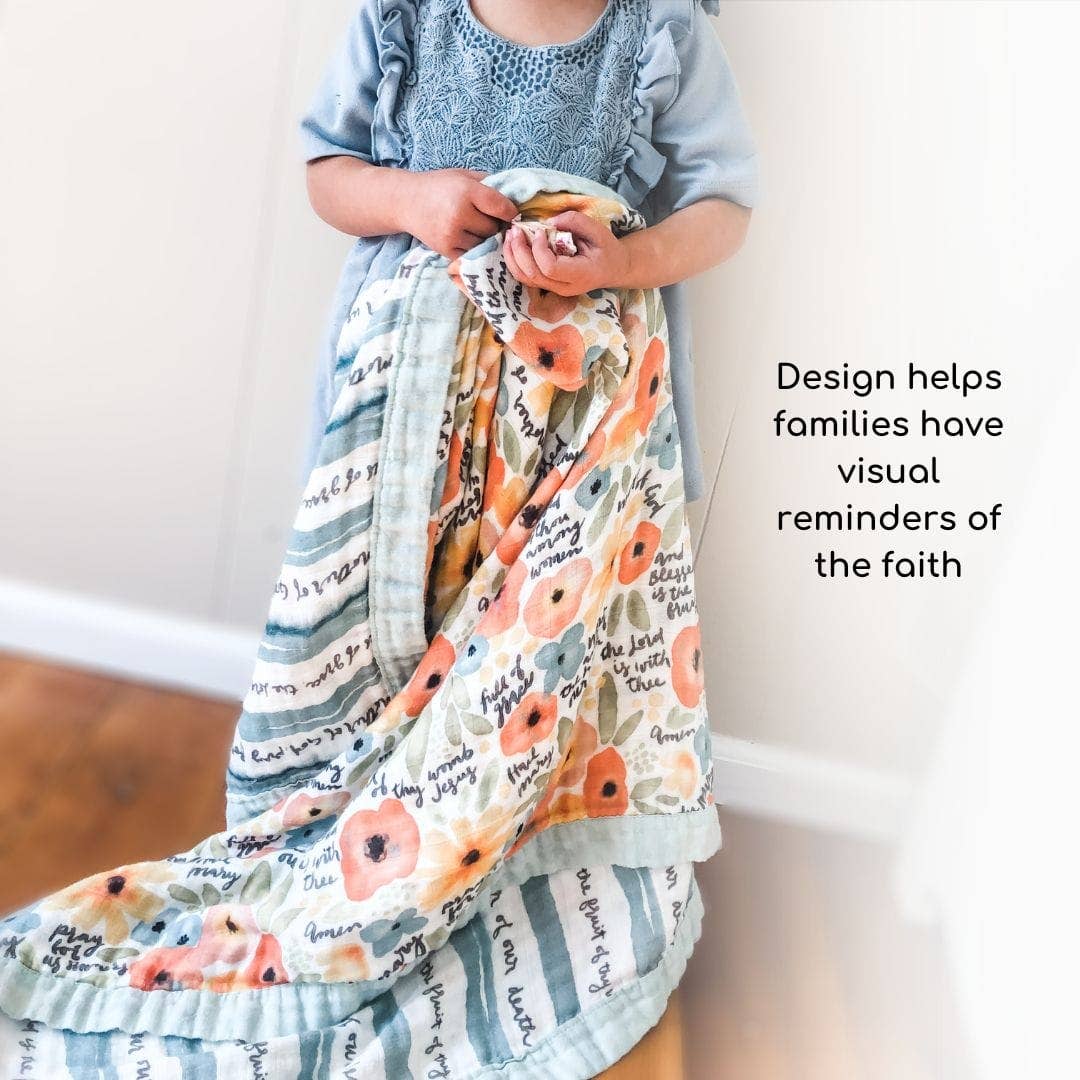 Watercolor Hail Mary Luxury Double Sided Muslin Blanket