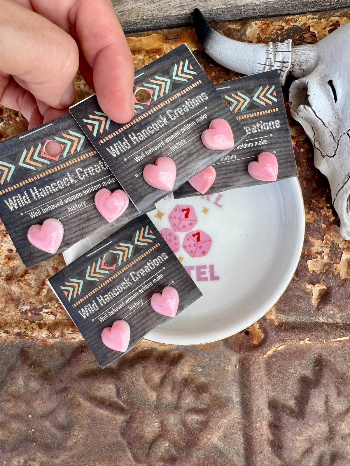Heart Earrings/Pink Conch Heart Stud Earrings/Small Studs