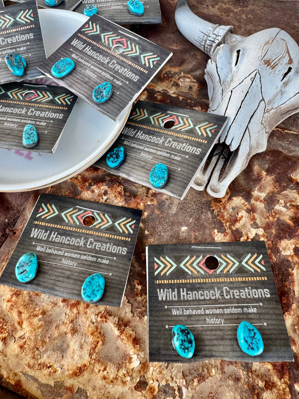Kingman Turquoise Stud Earrings/Nugget Earrings/Western Stud