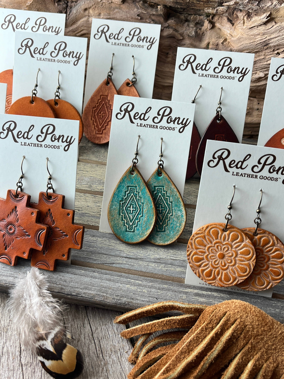 Tooled Leather Western Earrings Southwest Style