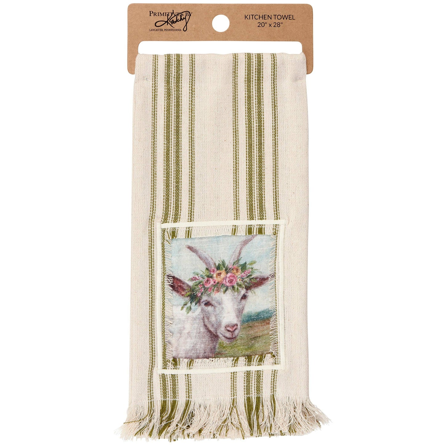 Floral Crown Goat  Kitchen Towel