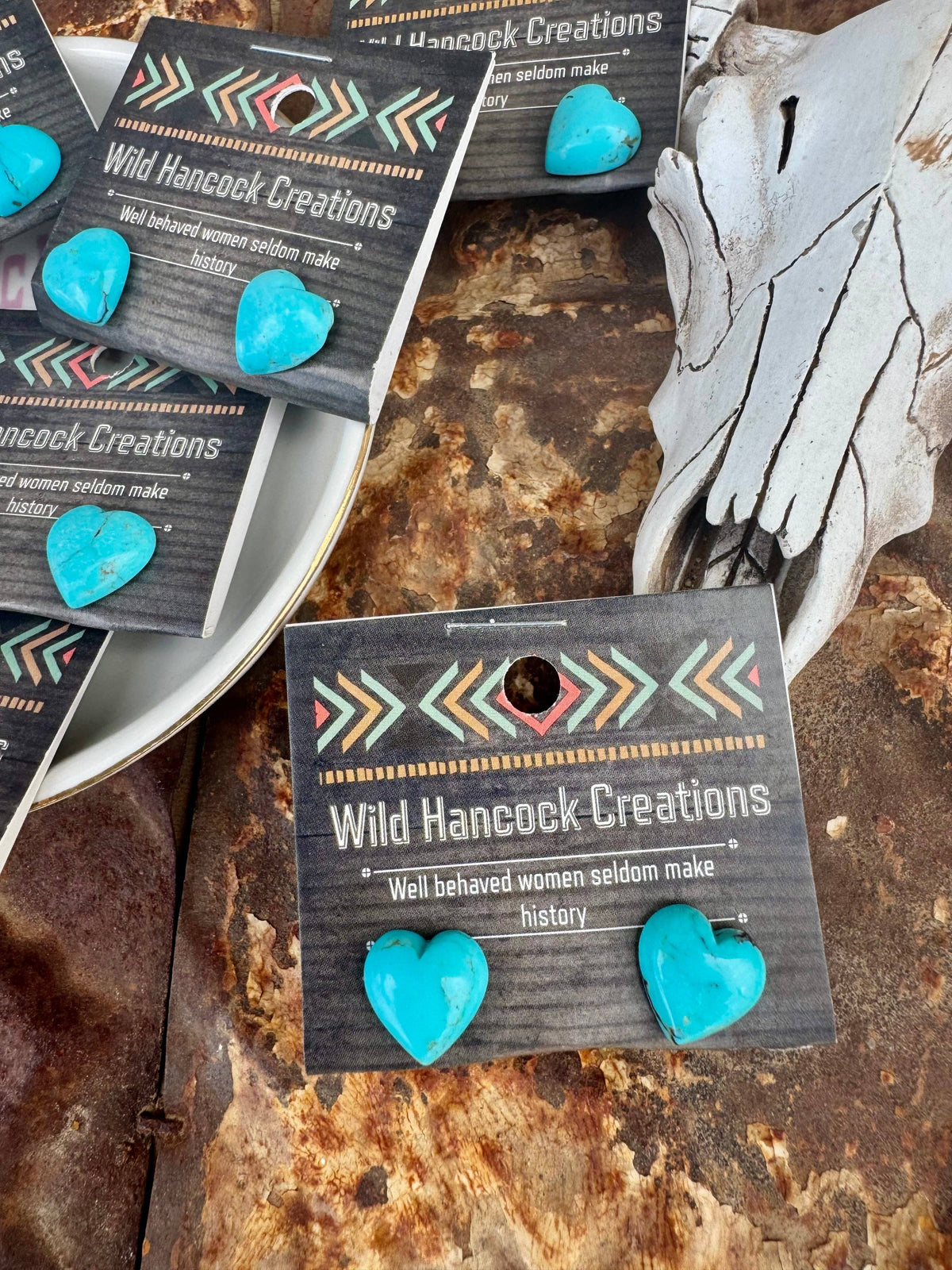 Genuine Turquoise Heart Stud Earrings/Western Stud Earring
