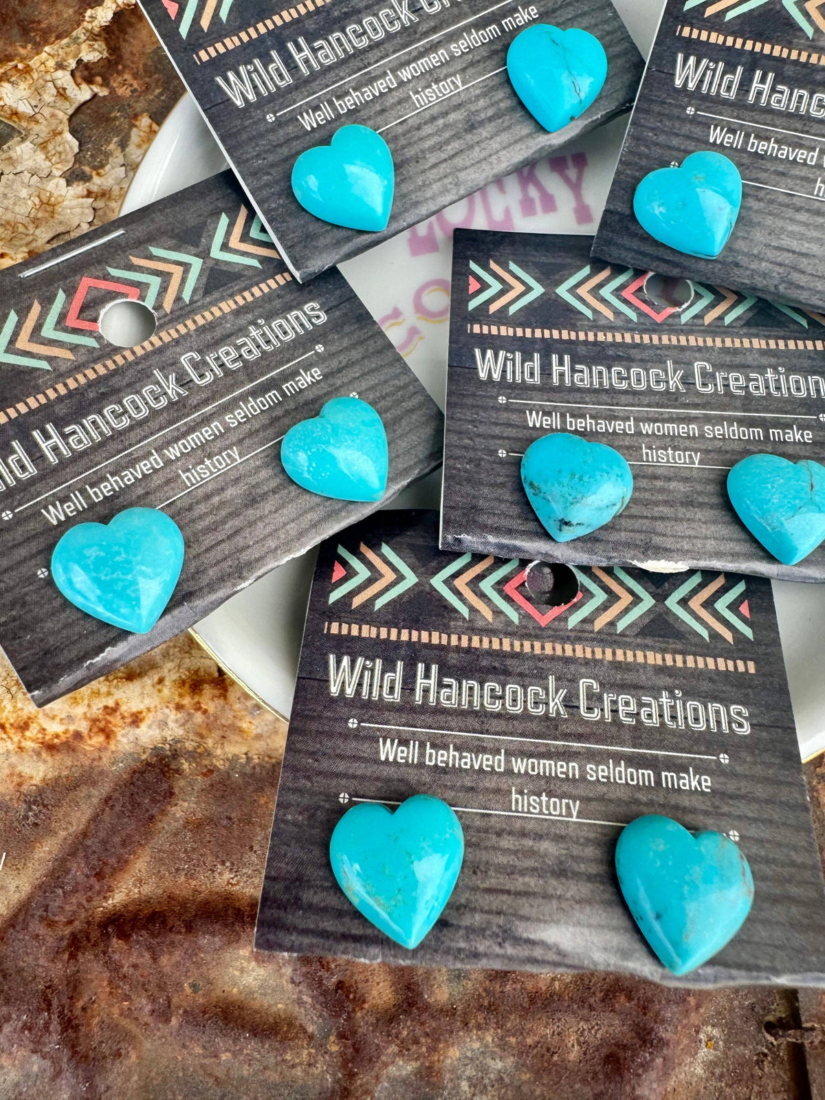 Genuine Turquoise Heart Stud Earrings/Western Stud Earring