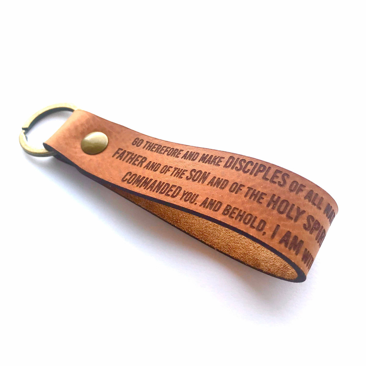 Matthew 28:19 Leather Keychain
