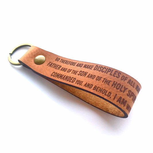 Matthew 28:19 Leather Keychain