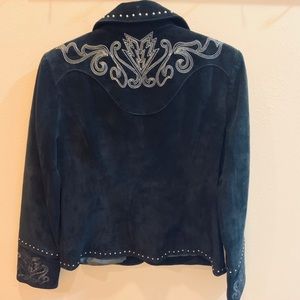 Black Leather Embroidered Scully Jacket