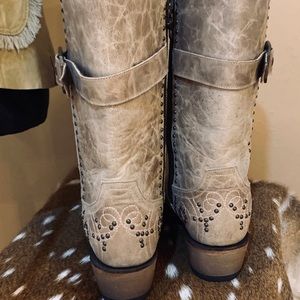 Lane Tan Leather Studded Gabbie Boots