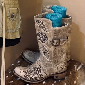 Lane Tan Leather Studded Gabbie Boots