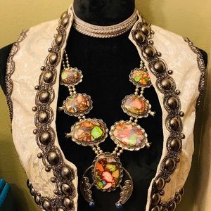 Nickel Silver Rainbow Imperial Jasper Necklace