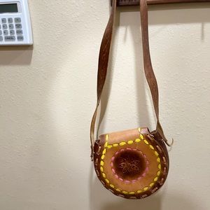 Small hand tooled-painted vintage bag