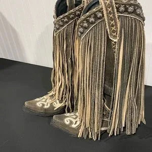 Double D Ranch Fringed Embellished Boots